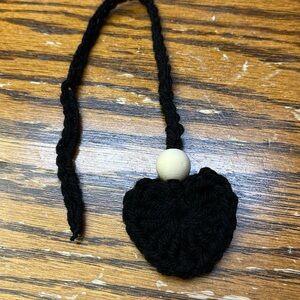 Black Heart-Shaped crochet bookmark
